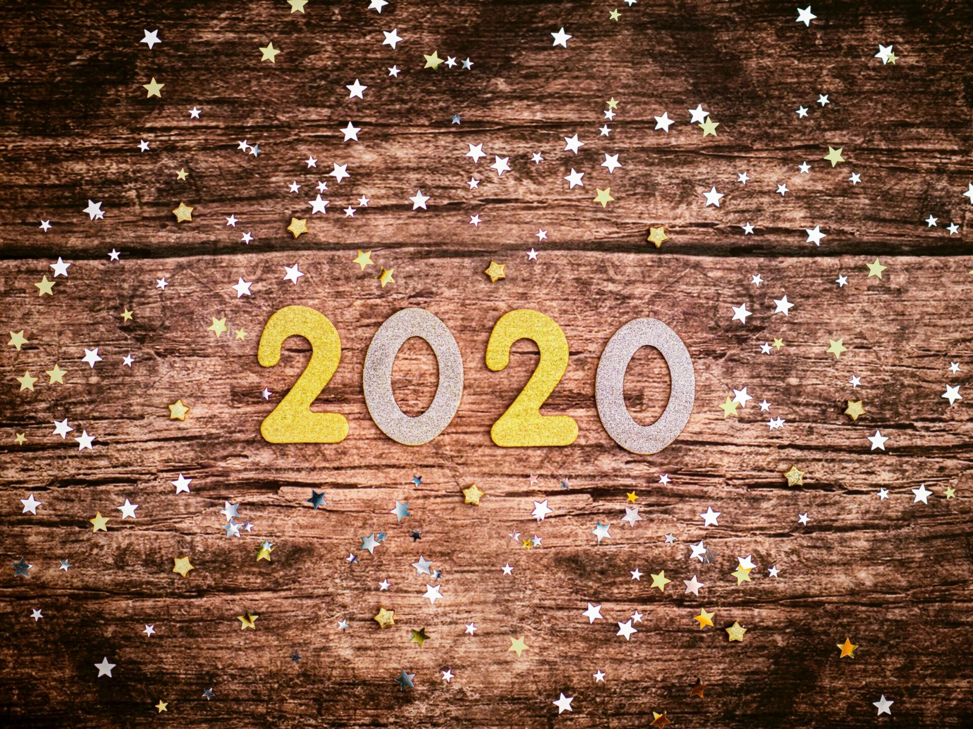 The year 2020 with festive background